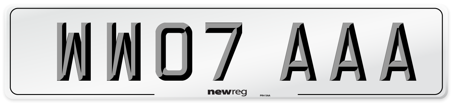 WW07 AAA Number Plate from New Reg